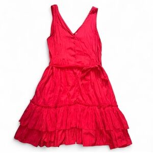 L Love Red Ruffle Dress with Pockets